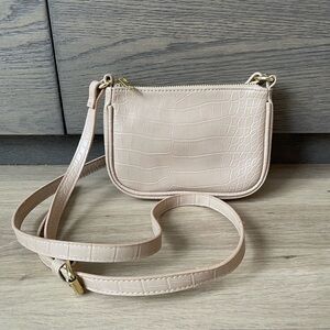 Target Cream Croc-Embossed Crossbody Bag